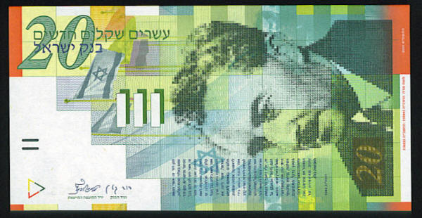 <font color=red size=+1> Israel Pick 059b, 20 New Sheqalim 2001, AU-UNC, 05 pieces @$9.00</font><p>