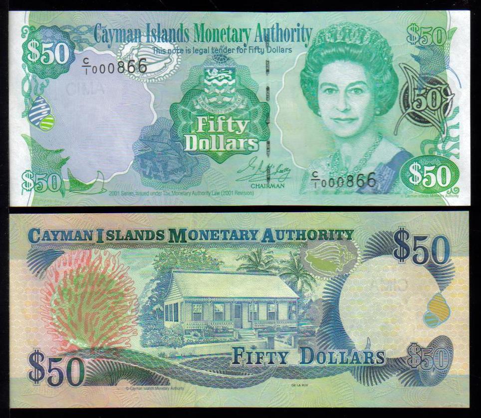 <font color=red><b>Cayman Islands Pick 29, UNC <p></font></b> $50, 2001 date.  Serial #000866<p> <a href="/shop/catalog/images/Cayman-Pick-29a-2001.jpg">   <font color=green><b>View the image</b></a></font>