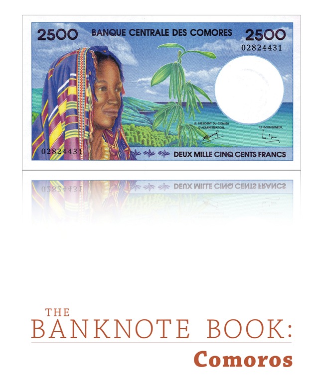 <font 01><b><center> <font color=red>â€�The Banknote Book: Comorosâ€�</font></b></center><p>This 8-page catalog covers every note (58 types and varieties, including 12 notes unlisted in the SCWPM) issued by the Republique FranÃ§aise Colonies Postes (French Republic Colonial Post) in 1920, the Banque de Madagascar et des Comores (Bank of Madagascar and Comoros) from 1960 to 1963, the Institut dâ€™Ã‰mission des Comores from 1975 to 1976, and the Banque Centrale des Comores (Central Bank of Comoros) from 1986 until present day. <p> To purchase this catalog, please visit <a href="http://www.banknotebook.com"><font color=blue>www.BanknoteBook.com</f