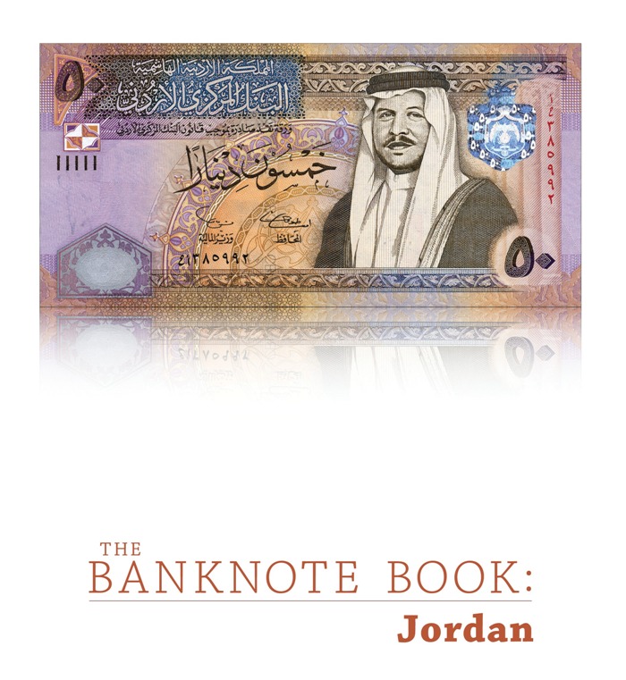 <font color=01><b><center> <font color=red>”The Banknote Book: Jordan”</font></b></center><p>This 20-page catalog covers every note (233 types and varieties, including 51 notes unlisted in the SCWPM) issued by the The Hashemite Kingdom of the Jordan from 1950 to 1952; and the Central Bank of Jordan from 1965 until present day.   <p> To purchase this catalog, please visit <a href="https://www.mebanknotes.com"><font color=blue>www.BanknoteBook.com</font></a>