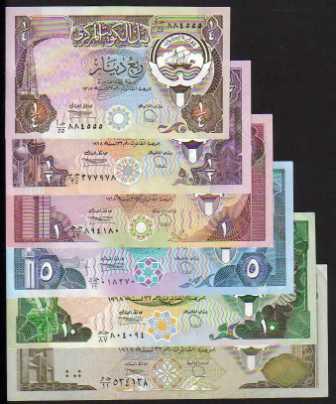 <font color=red><b>Kuwait Pick 11-16 AU-UNC<p></font></b>   Complete set of 6, from 1/4 to 20 Dinar, mostly Sign. 6,  <img border="0" src="https://www.mebanknotes.com/shop/catalog/images/Kuwait-Sign-06a.jpg">    <img border="0" src="https://www.mebanknotes.com/shop/catalog/images/Kuwait-Sign-06b.jpg">     <p> <a href="/shop/catalog/images/Kuwait-Pick-11-16-Set.JPG"> <font color=green><b>View the image</b></a></font>