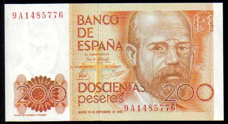 <font color=red><b>Spain Pick 156, UNC</b></font> <br> 200 Pesetas, Serial number: 9A 1485776. <p> <a href="/shop/catalog/images/Spain-Pick-156-1485776.jpg"> <font color=green>View the image of the exact banknote you will be receiving</a><br></font>