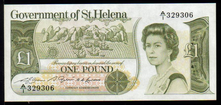 <font color=red><b>St. Helena Pick 09a, UNC, Pick price $32.50<p></font></b> 1 Pounds, 1981, Serial #A/1 329306 <p> <a href="/shop/catalog/images/St-Helena-Pick-9a-329306.jpg">   <font color=green><b>View the image</b></a></font>
