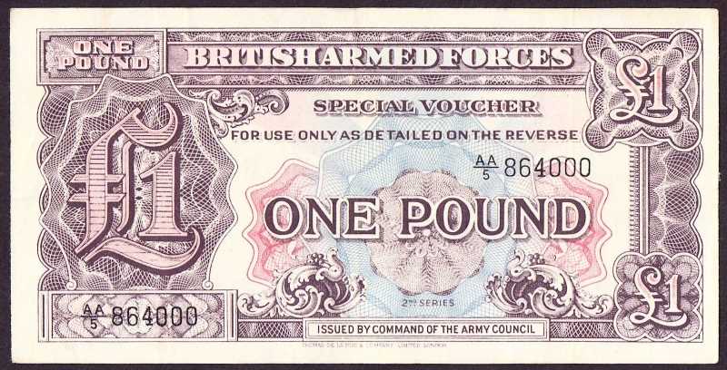 <font color=A01>$1.00 Bargain Box. <br><b>UK, British Armed Forces, One Pound of 2nd series (UK-211)</b><br><a href="/shop/catalog/images/UK-211.jpg"> <font color=green>View the image</a></font>